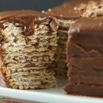 Icebox matzo cake recipe - Easy no bake dessert to serve during Passover Seder. Combine layers or matzos dipped in wine and top with a creamy chocolate icing.